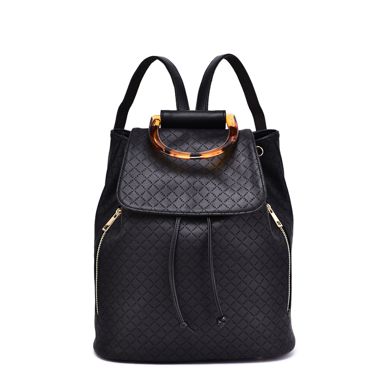 Jordana Quilted Tortoise Black Backpack