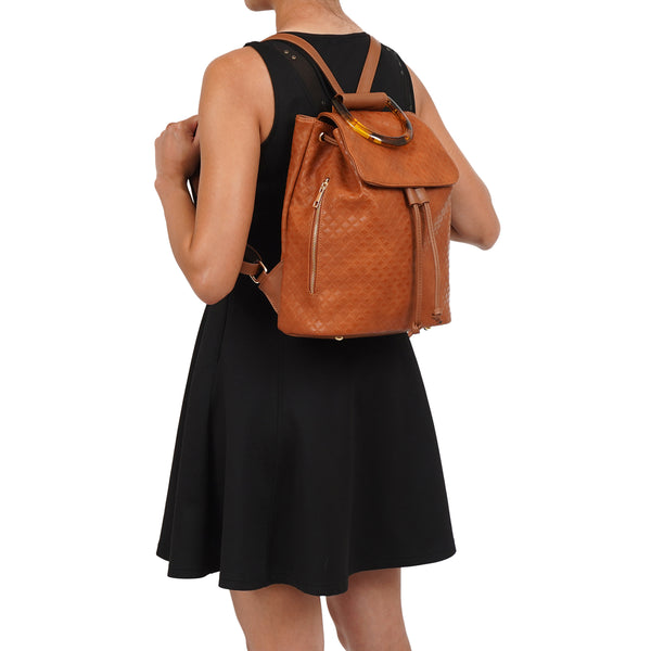 Jordana Quilted Tortoise Cognac Backpack - Mellow World 