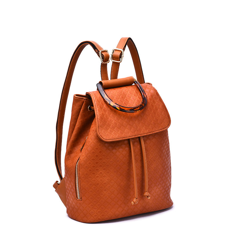 Jordana Quilted Tortoise Cognac Backpack - Mellow World 
