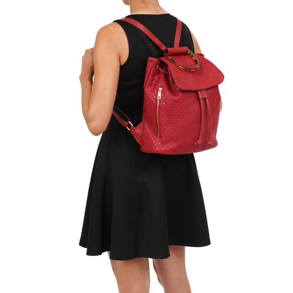 Jordana Quilted Tortoise Maroon Backpack